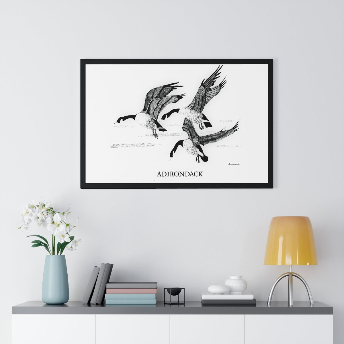 JanssenARTS Adirondack Geese Flying Framed Print