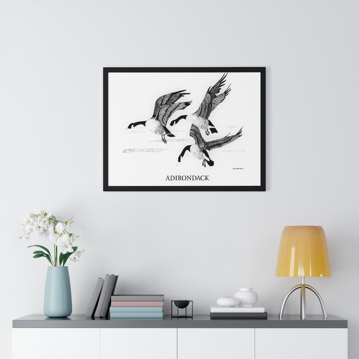 JanssenARTS Adirondack Geese Flying Framed Print