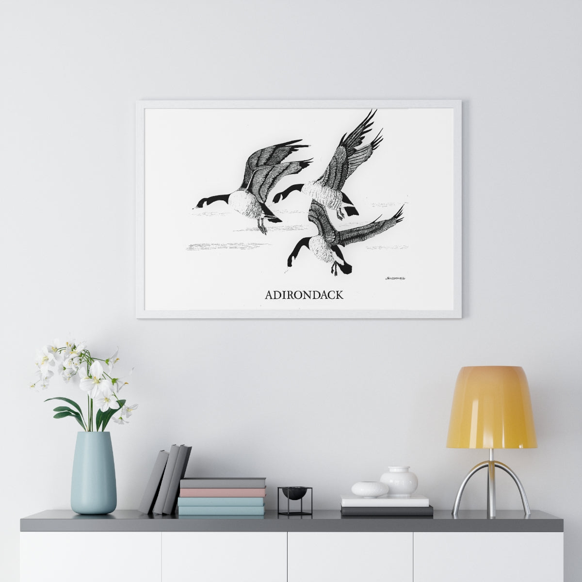 JanssenARTS Adirondack Geese Flying Framed Print