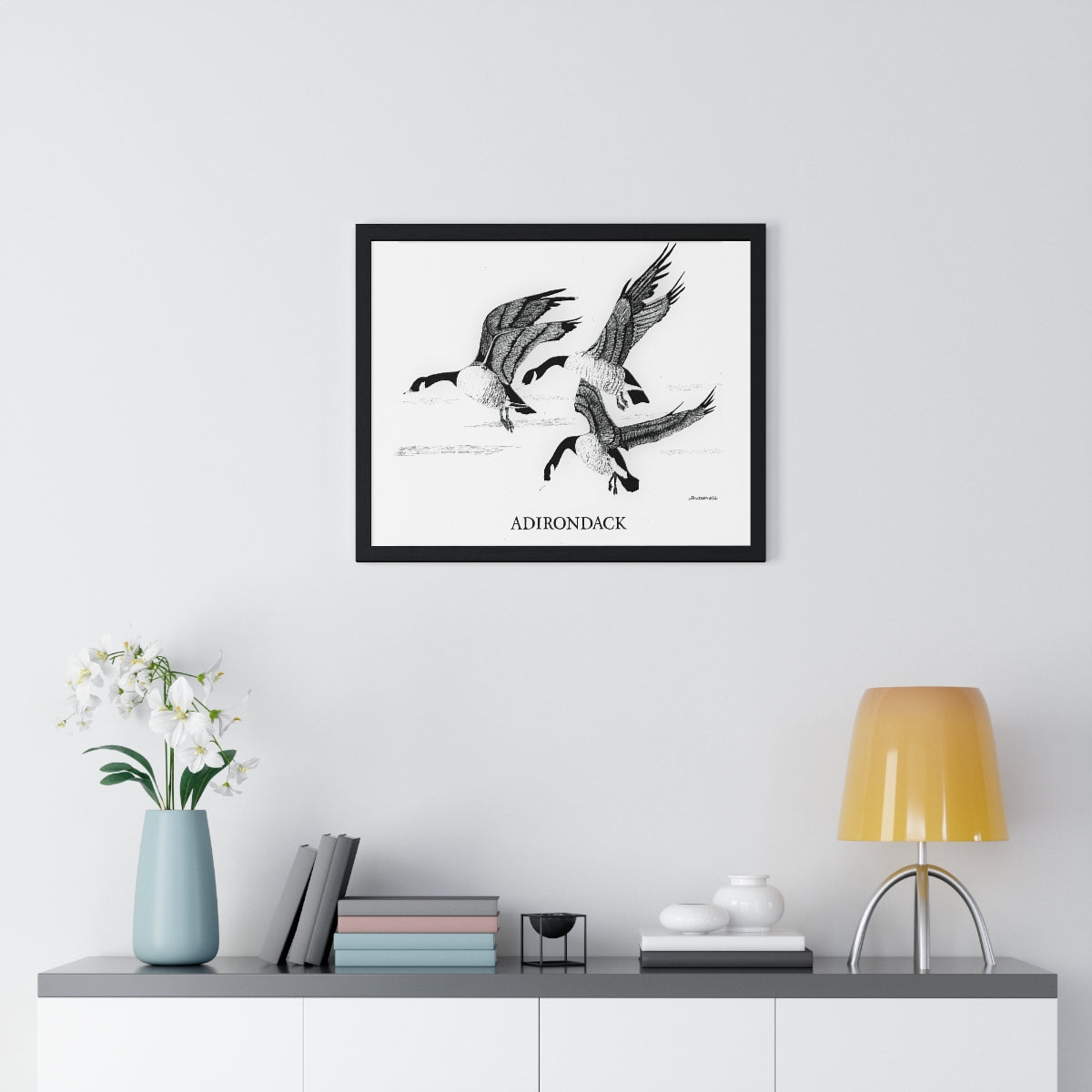 JanssenARTS Adirondack Geese Flying Framed Print