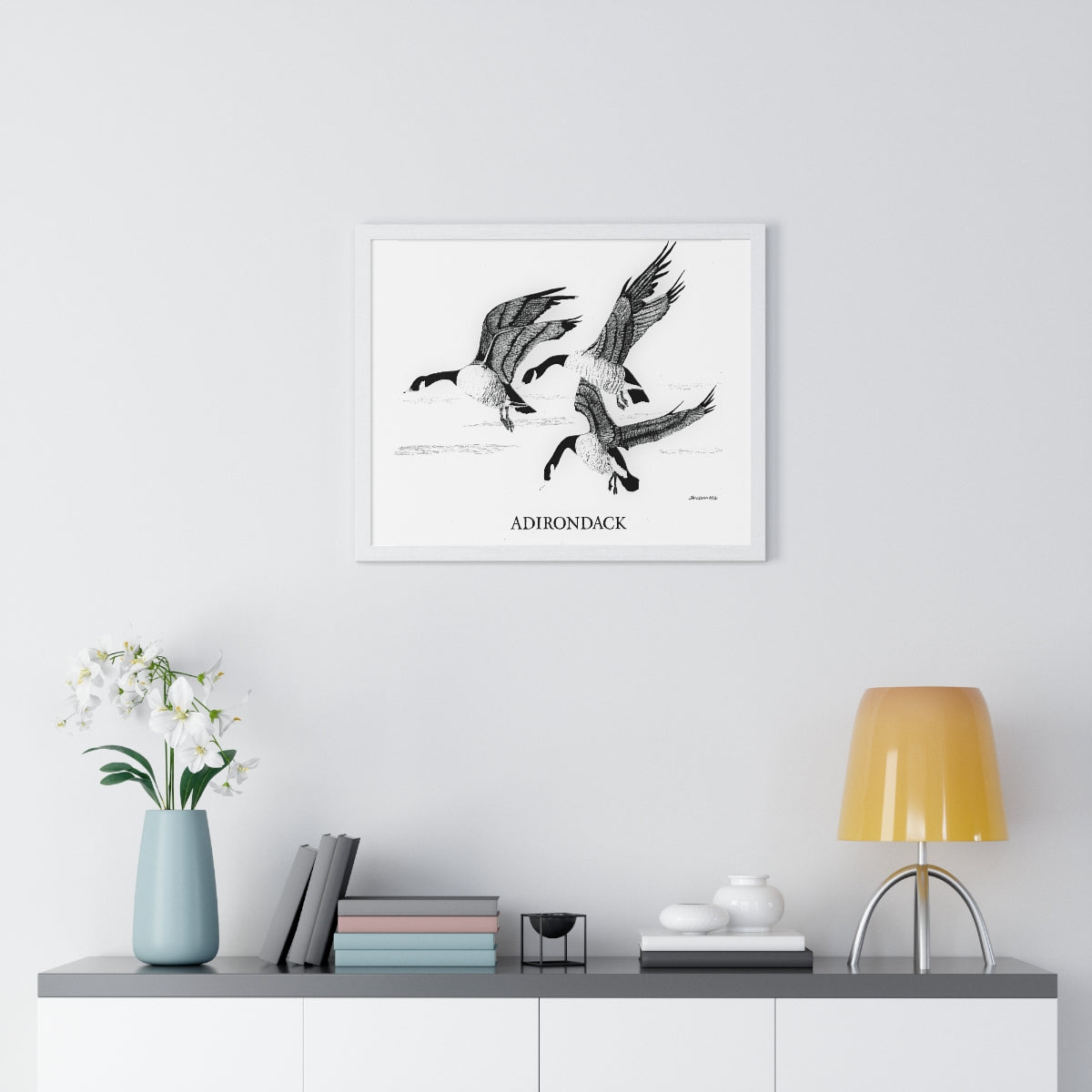 JanssenARTS Adirondack Geese Flying Framed Print