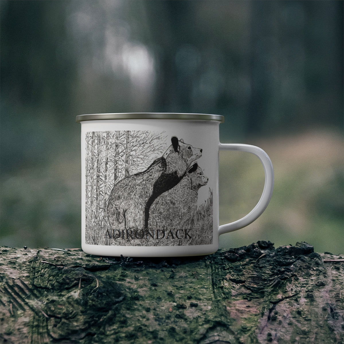 JanssenARTS Adirondack Bears Enamel Camping Mug